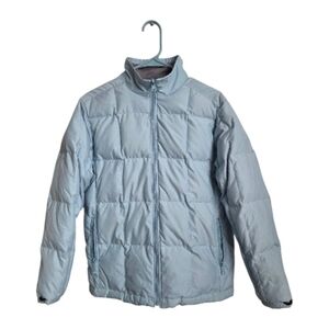 Columbia Ptarmigan Outdoor Goose Down Light Blue Puffer Jacket  - Size Medium